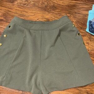 Ellen Tracy Khaki Women's Skorts with Gold Button Accents